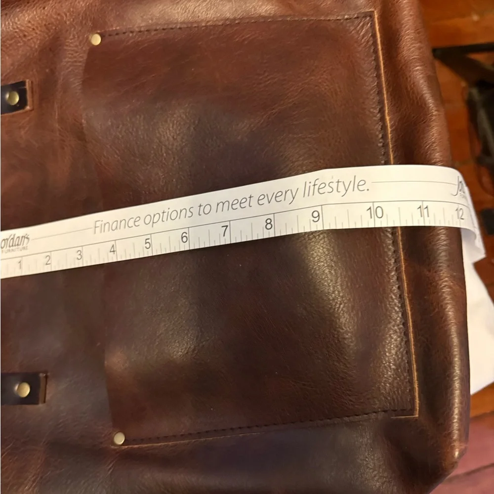 Portland Leather Goods Brown Leather North South Tote Bag - Picture 5 of 7